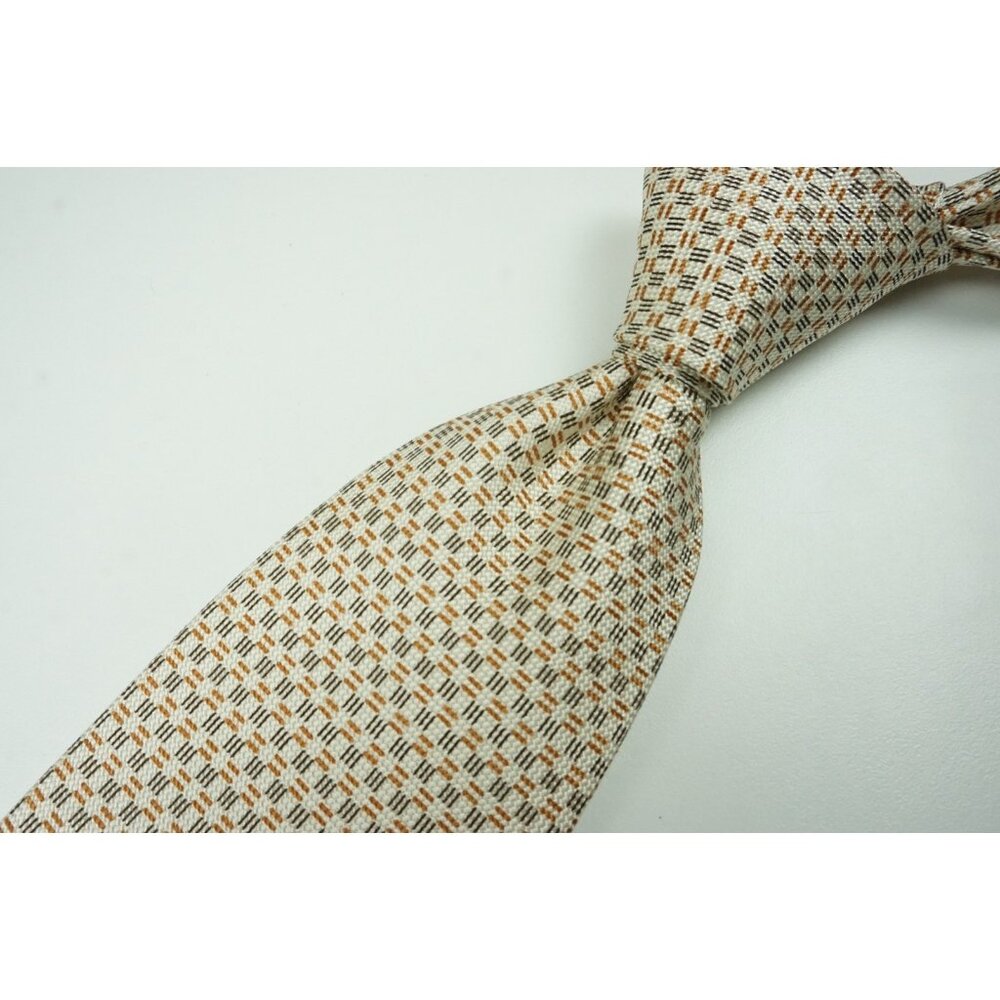 Cesare Attolini Beige Gold Black 100% Silk Tie BRAND NEW